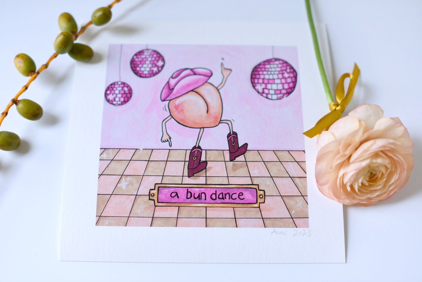 "A Bun Dance - Peach Version" signed art print